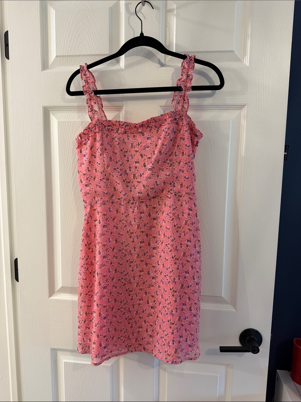 re:named Pink Floral Ruffled Strap Sundress